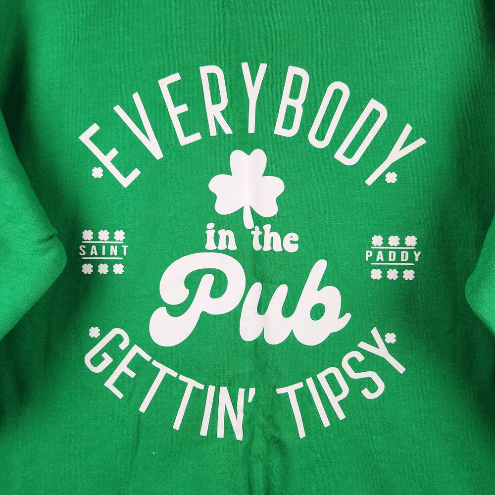 Saint Patricks Day Sweatshirt Mens Large Green Pub Tipsy Bar Drinking Funny Logo